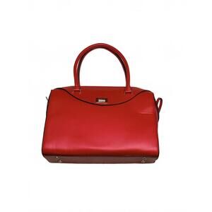 Elegant Red Leather Handbag with Chain Print Interior